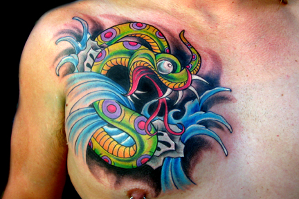 Tattoos - Cartoon tattoos - Snakes on a MFin Chest Yo!